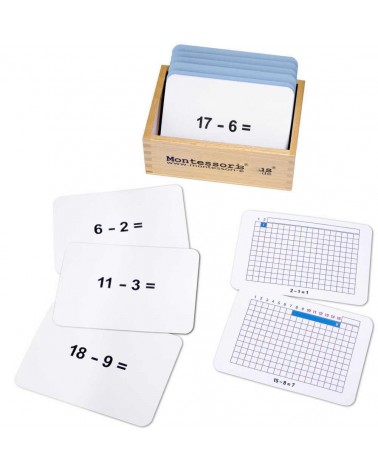 Work card for strip board for subtraction