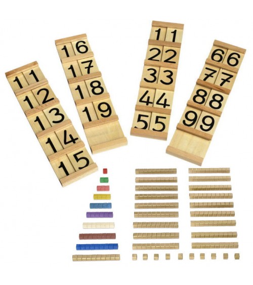 Set tavole Montessori Seguin con materiale perlato colorato