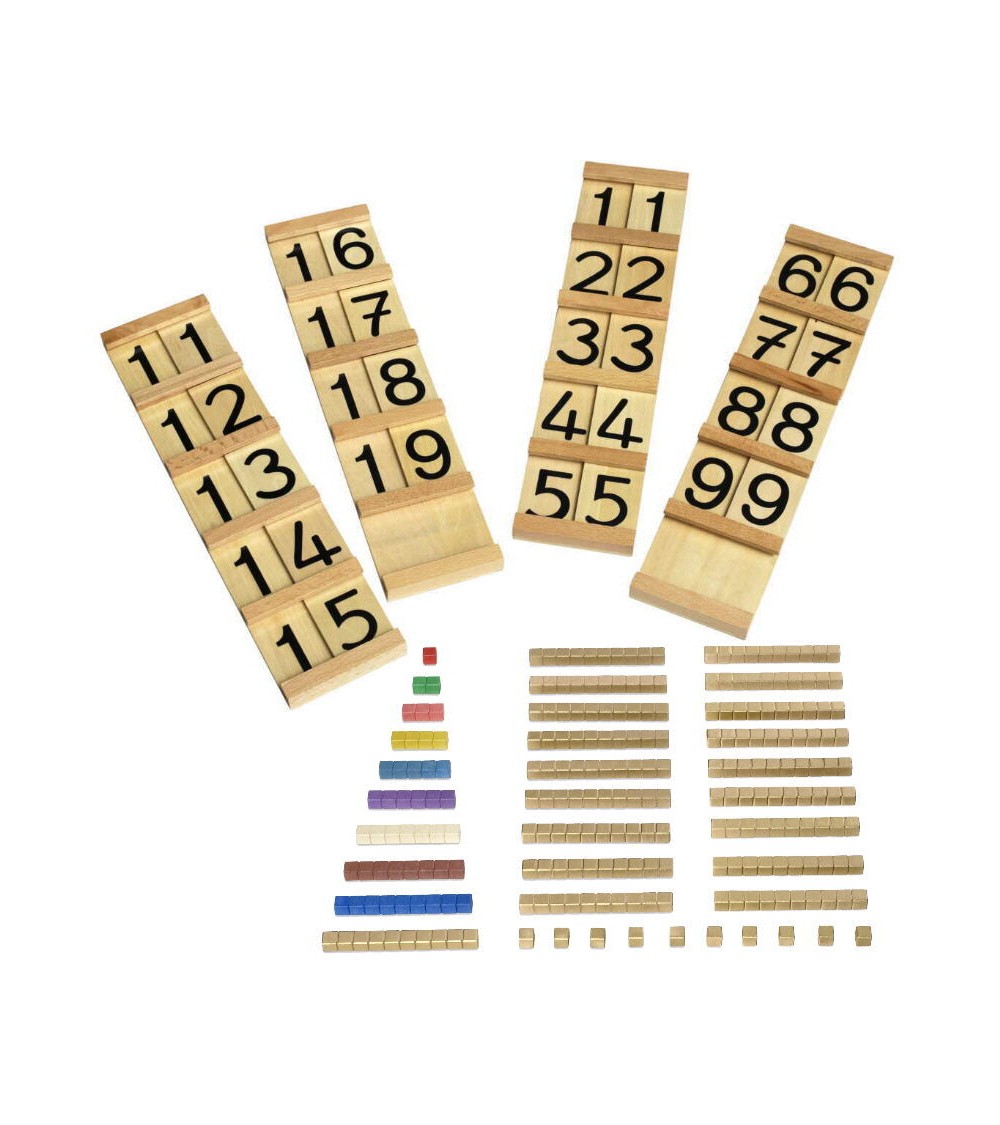 Set tavole Montessori Seguin con materiale perlato colorato